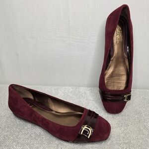 Cole Haan Nike Air Burgundy Suede Ballet Flats Buckle Detail 7.5B
